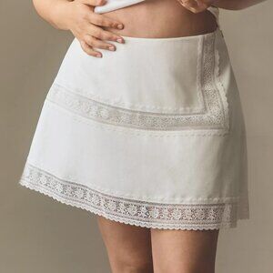 Anthropologie Mare Mare Lace-Trim Craft Mini Skirt